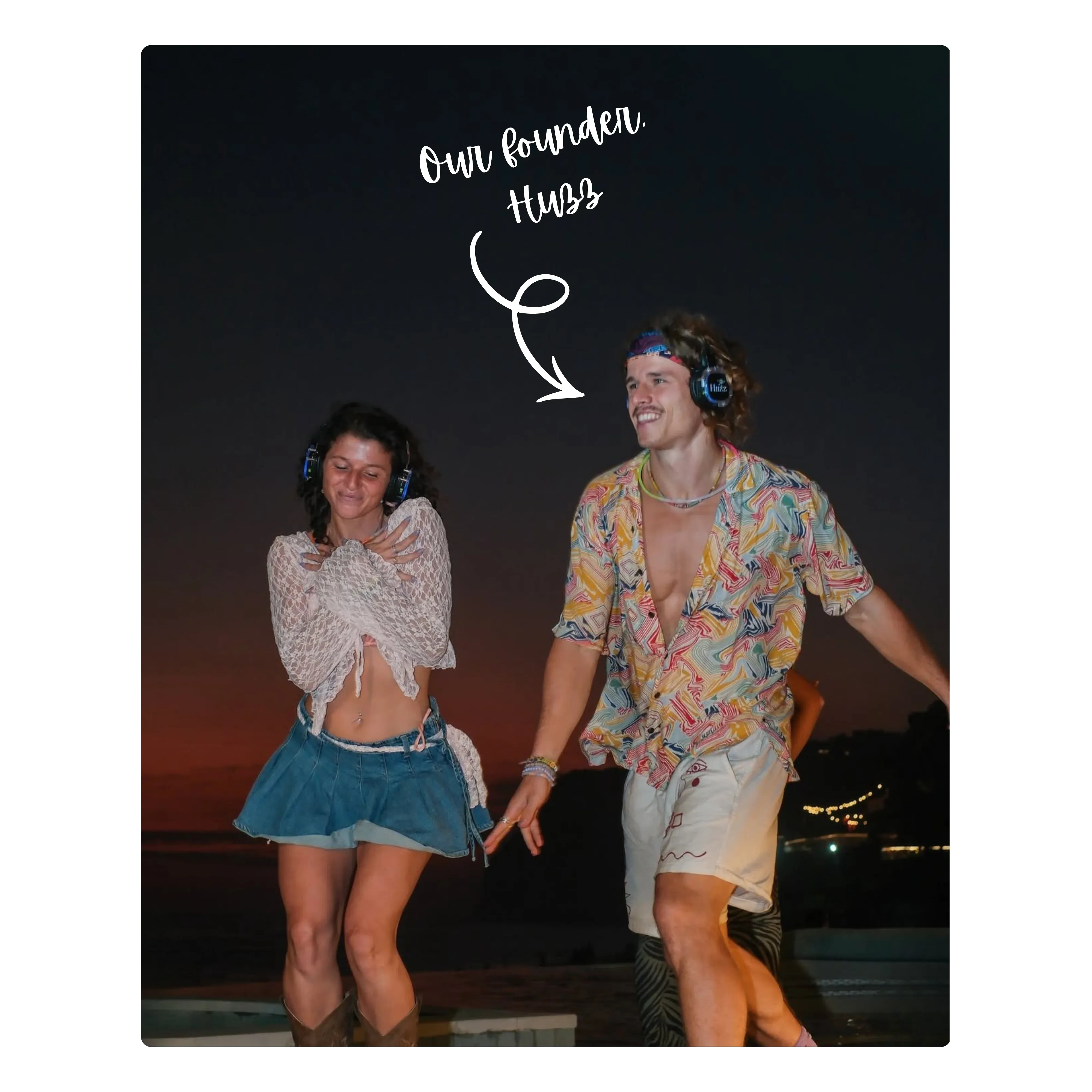 Silent disco event in Bali with LED headphones