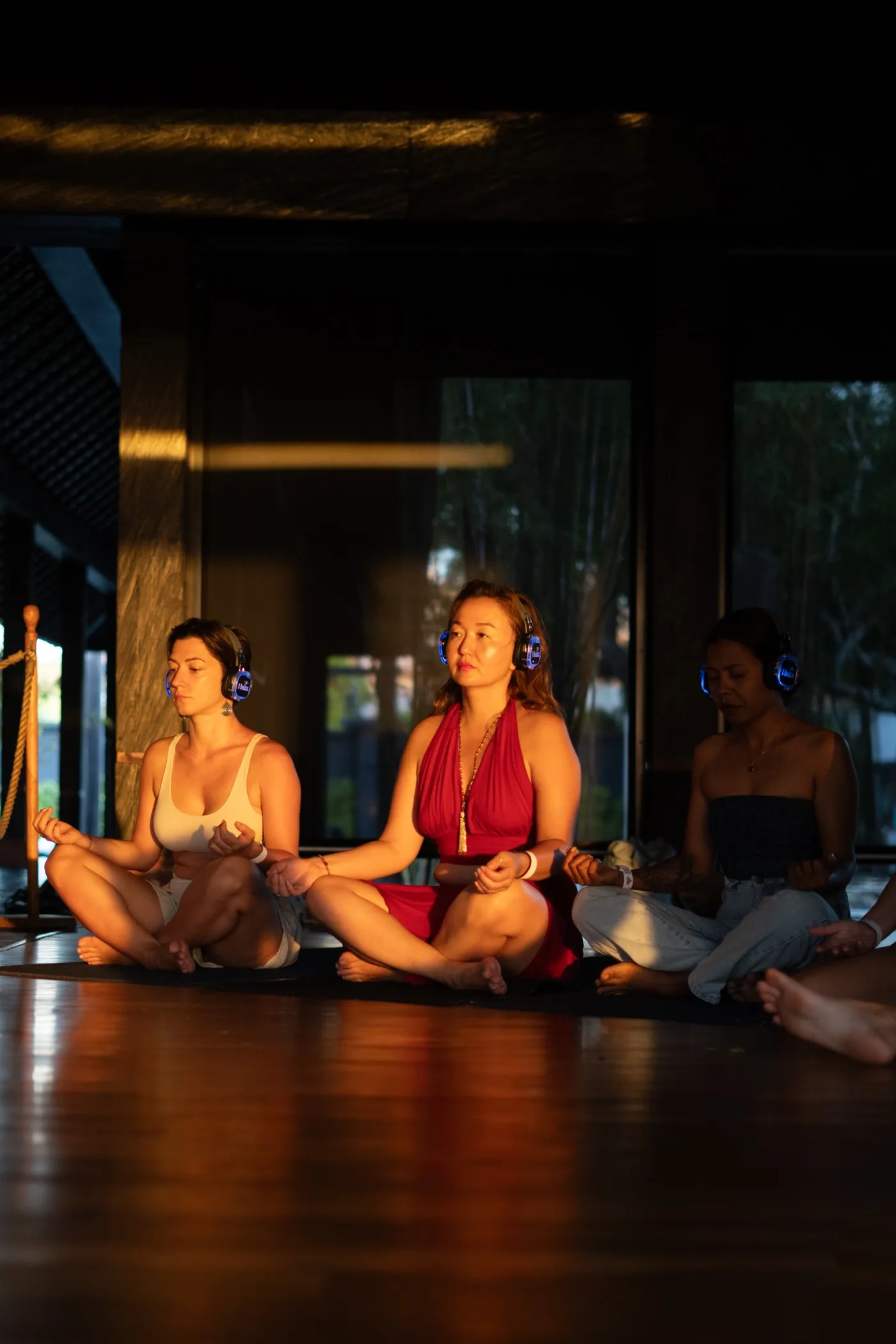 Wireless headphones for guided meditation and wellness experiences